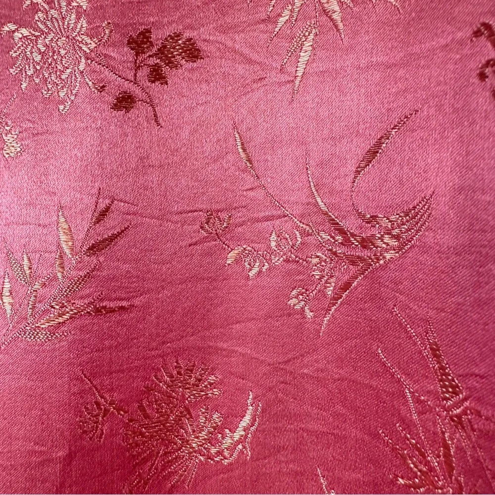 ESME Vintage Asian Oriental Embroidered Jacquard Long Silk Belted Kimono Robe M - Picture 12 of 16